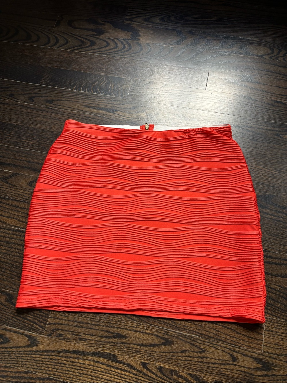 Orange Textured Mini Skirt - Women's Stylish Pencil Skirt